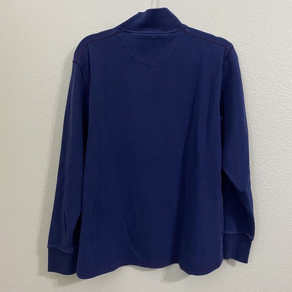 Robert Graham Mens Sweater Size Large 1/4 Zip Pullover Blue Long Sleeve Cotton - Picture 2 of 7